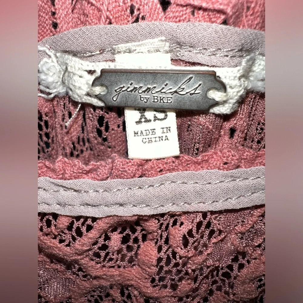Gimmicks by BKE Rose Pink & Taupe Lace Spaghetti Straps Dress Tunic Women’s XS - Picture 5 of 12